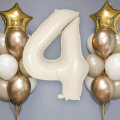 AIQINHU Cream Number 4 balloon in foil material for long-lasting decor