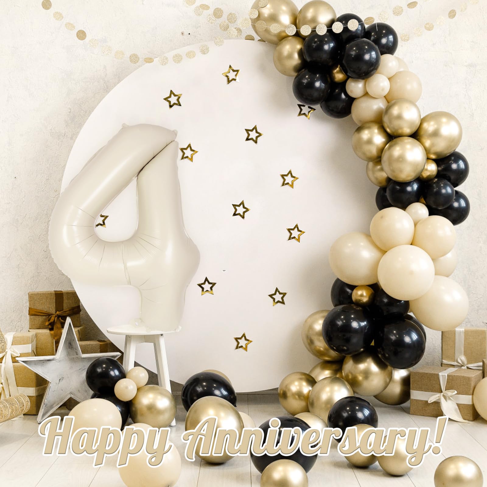 AIQINHU Cream Number 4 balloon ideal milestone decor for photos