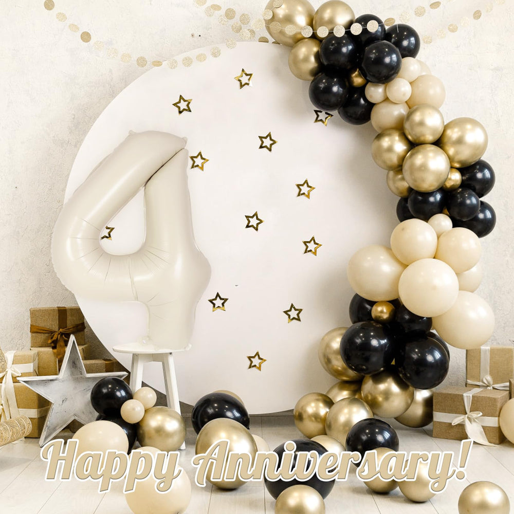 AIQINHU Cream Number 4 balloon ideal milestone decor for photos