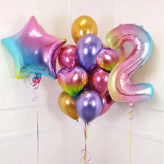 AIQINHU Foil Number 2 Balloon with loops for easy hanging and sturdy display.