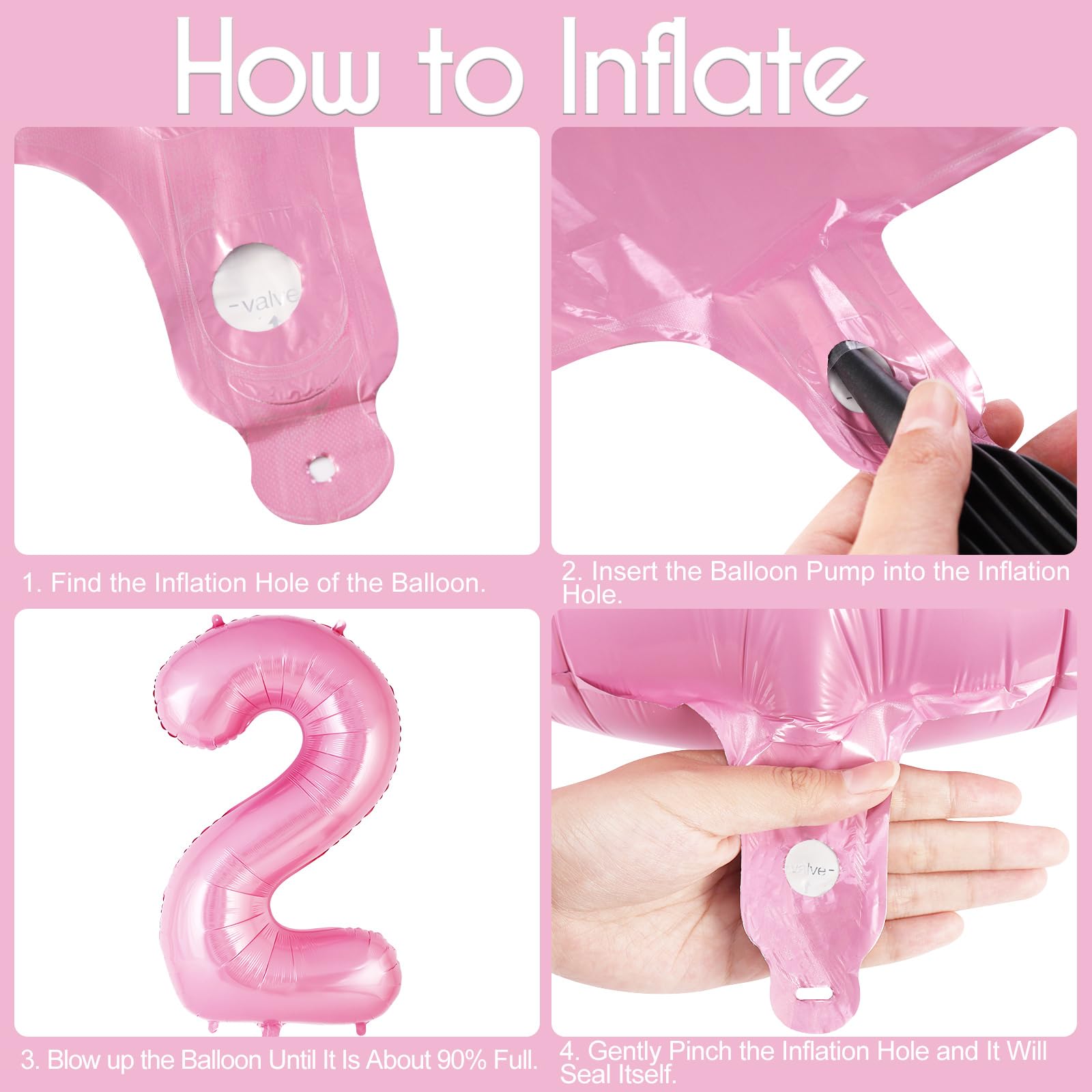 AIQINHU foil number 2 balloon pink close-up highlights shiny finish