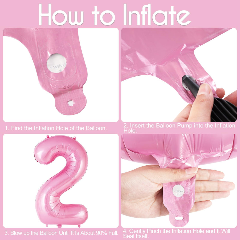 AIQINHU foil number 2 balloon pink close-up highlights shiny finish