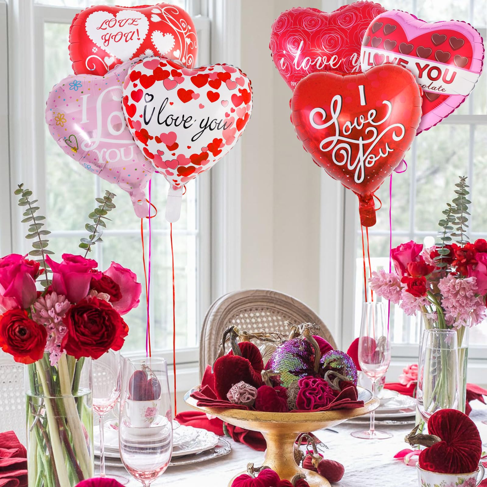 AIQINHU pink and red heart balloons for proposals and weddings