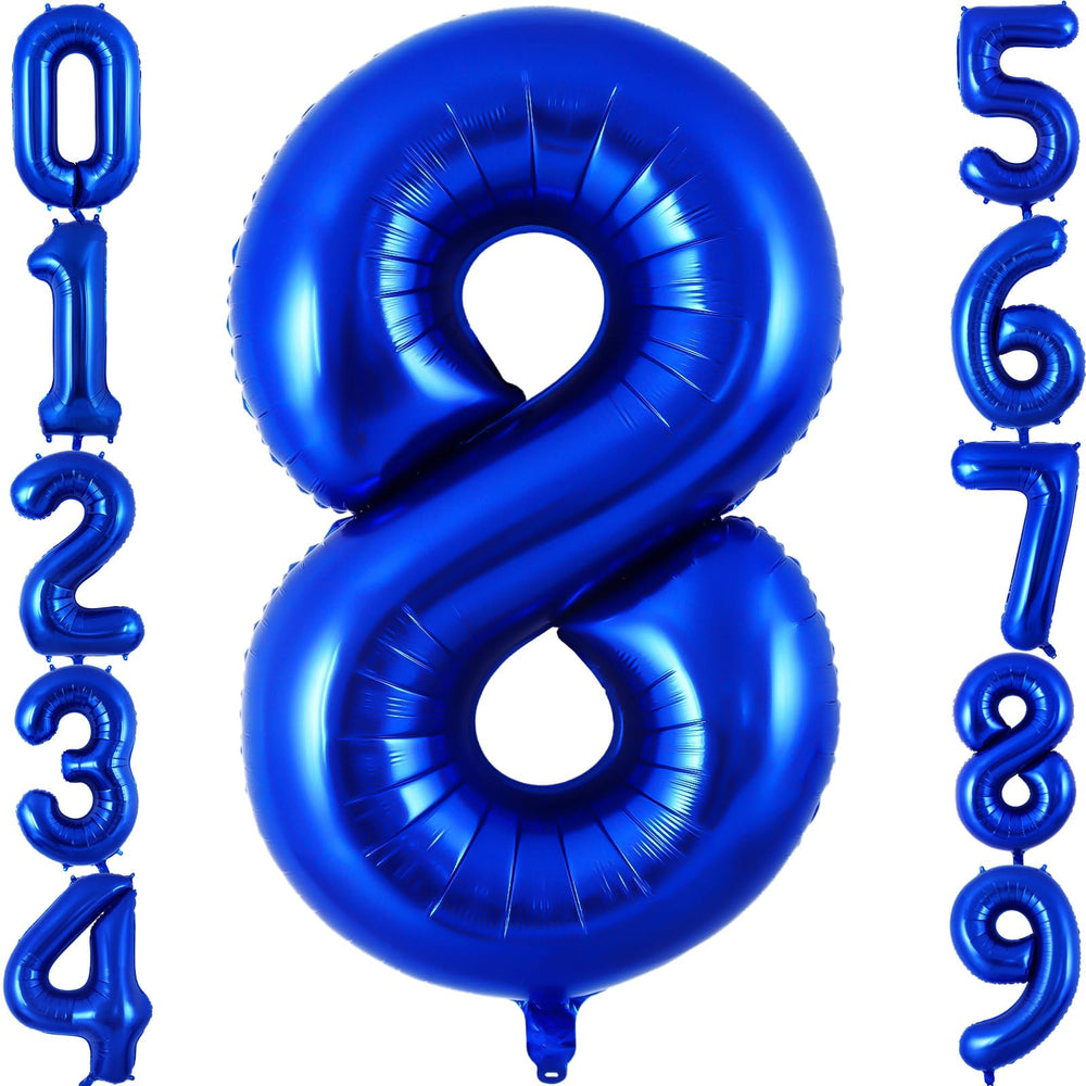 AIQINHU navy blue Number 8 balloon, ideal centerpiece for an 8th birthday celebration.