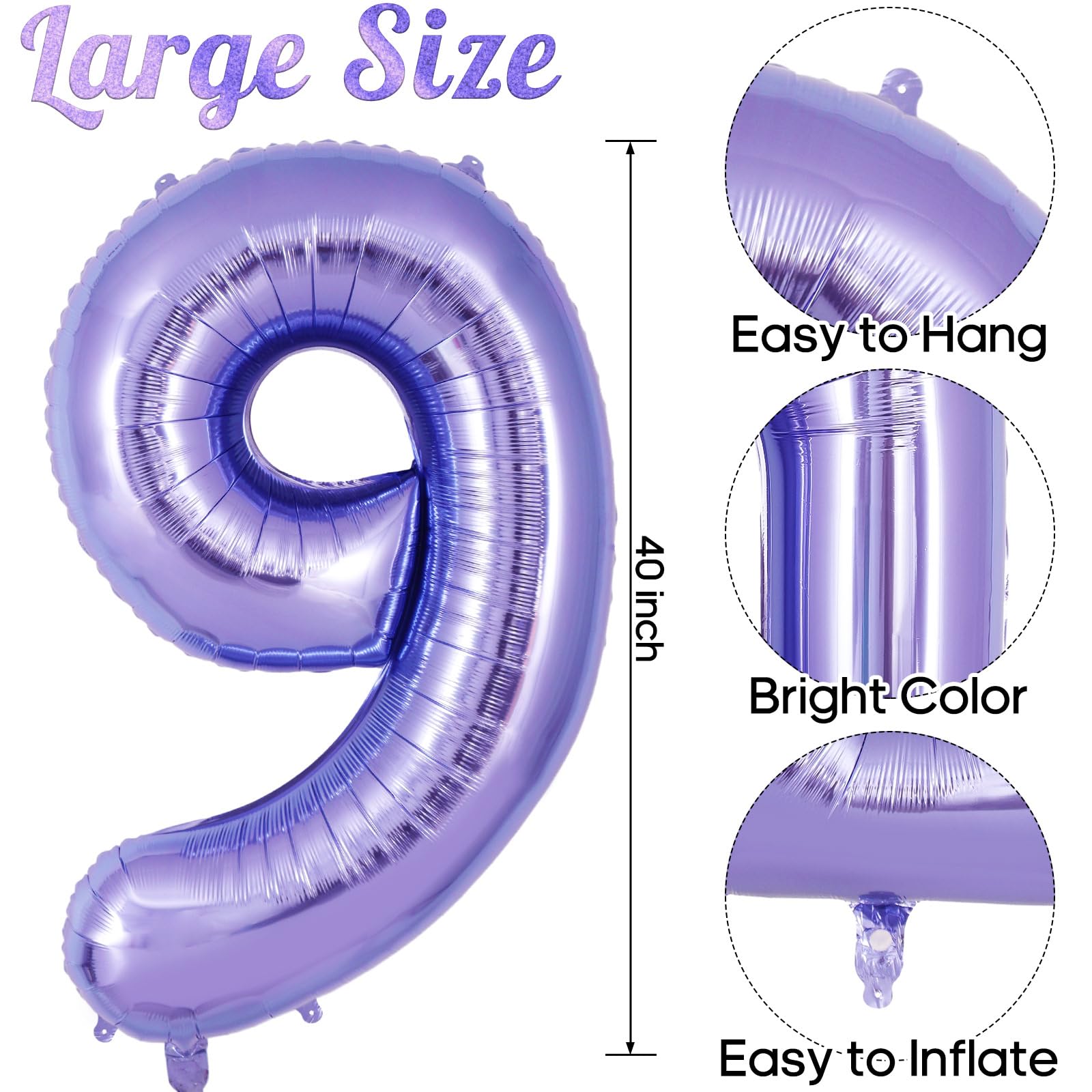 AIQINHU 40-inch number 9 balloon stands out for photos and parties.