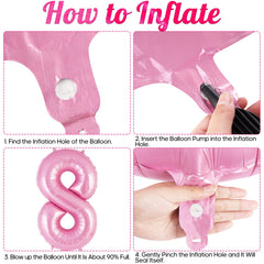 AIQINHU Pink Number 8 Balloon suits 8th birthdays and anniversaries.