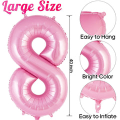 AIQINHU Pink Number 8 Balloon inflation valve enables quick setup.