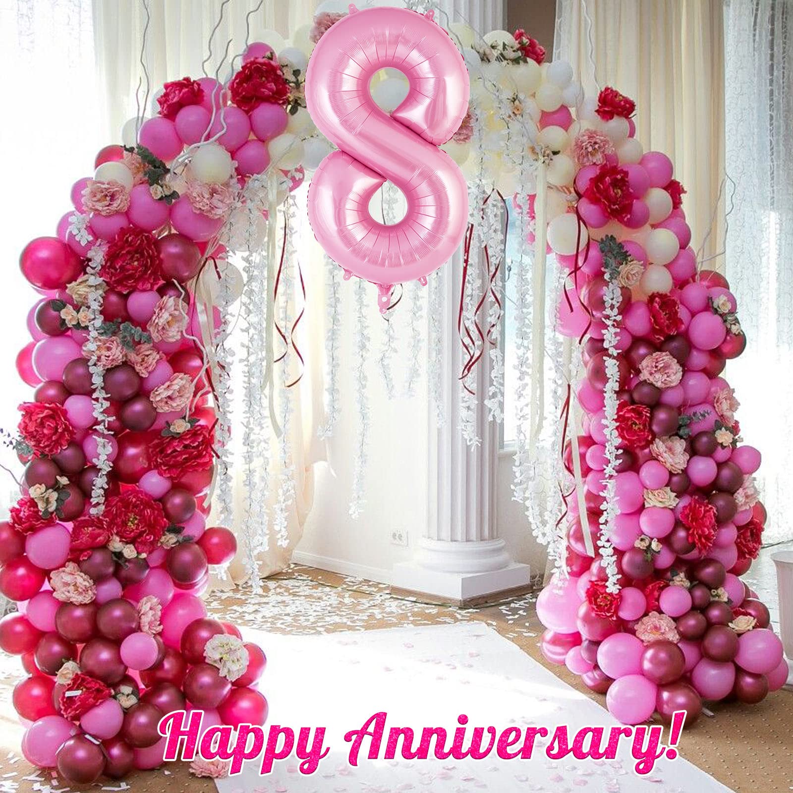 AIQINHU Pink Number 8 Balloon is reusable after deflation for future celebrations.