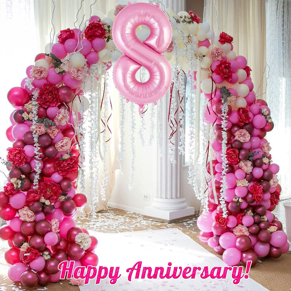 AIQINHU Pink Number 8 Balloon is reusable after deflation for future celebrations.