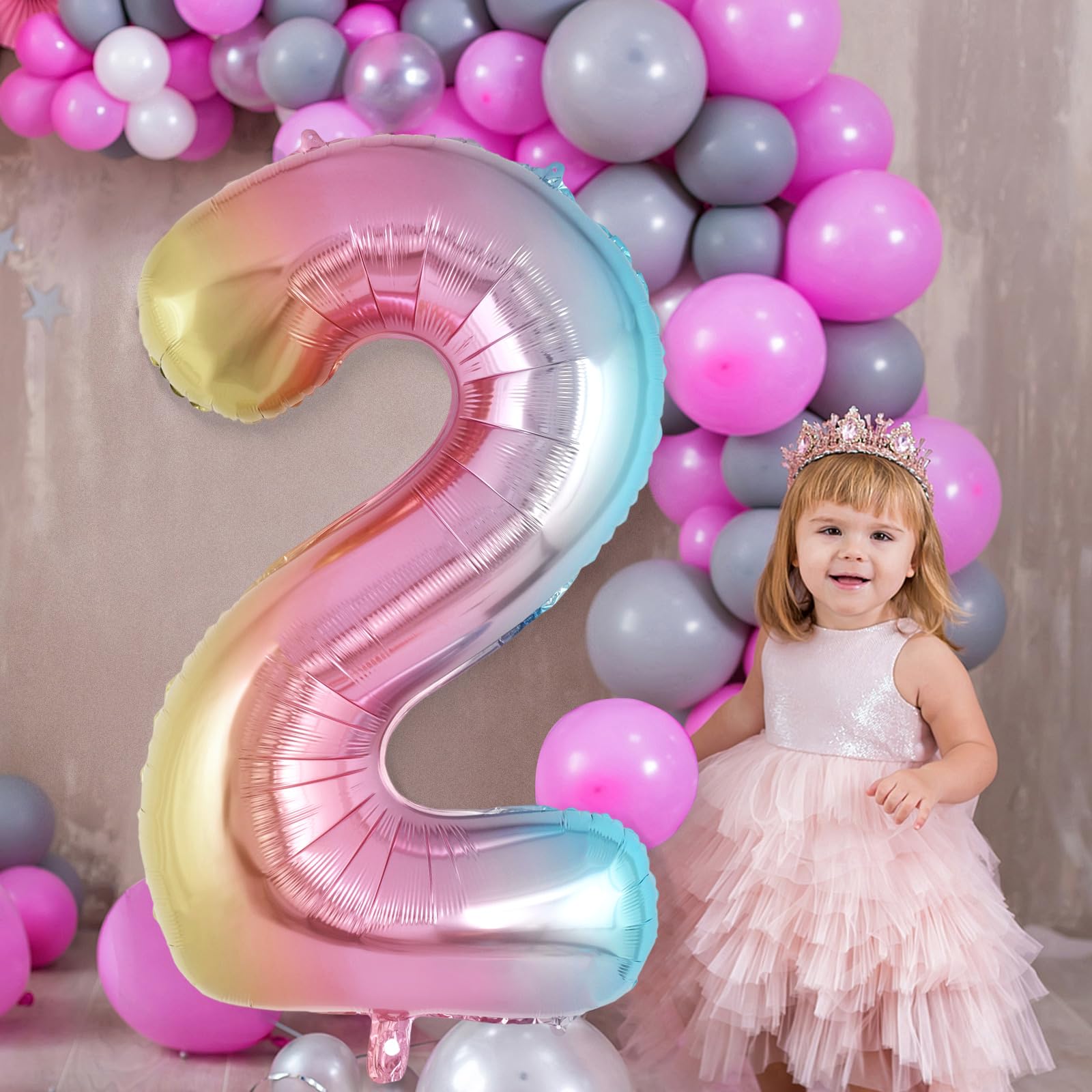 AIQINHU Premium foil Number 2 Balloon designed for long-lasting inflated looks.