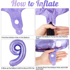 AIQINHU purple number 9 balloon packaged for easy storage and reuse.