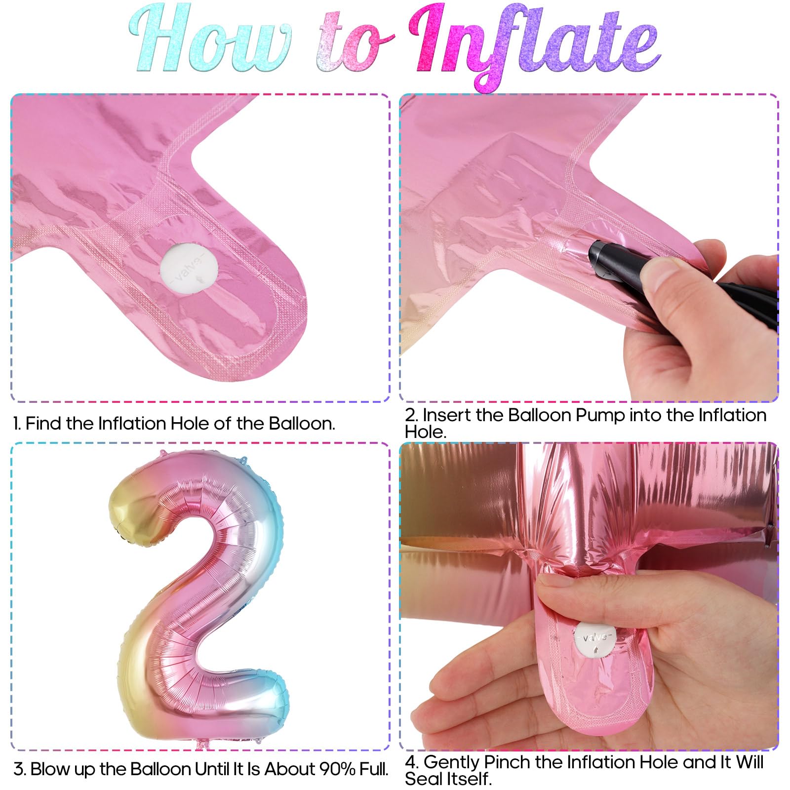 AIQINHU Reusable foil Number 2 Balloon for future parties.