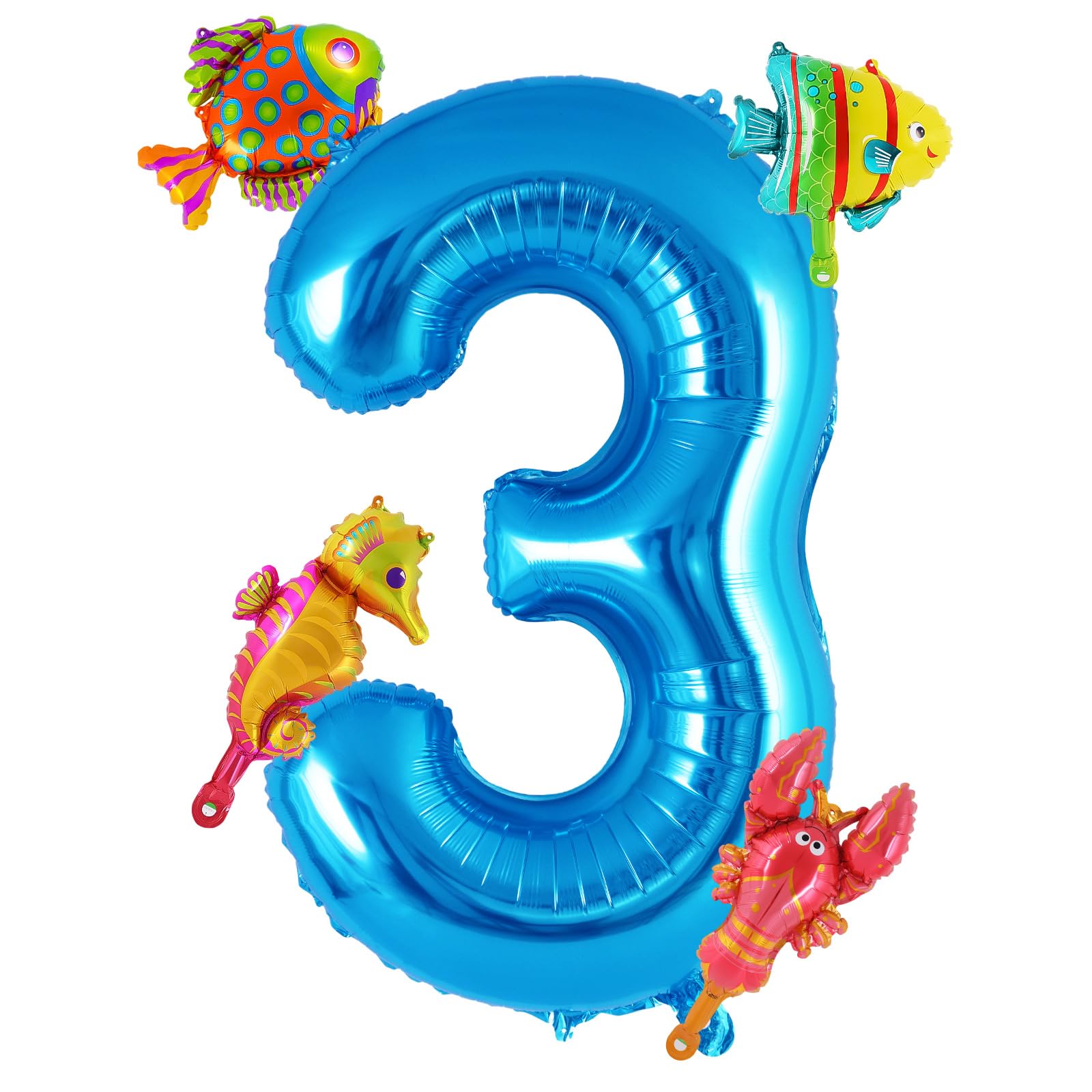 AIQINHU Sea Animal Blue 3 Balloon 40-inch creates a bold birthday centerpiece