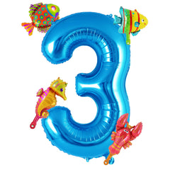AIQINHU Sea Animal Blue 3 Balloon 40-inch creates a bold birthday centerpiece