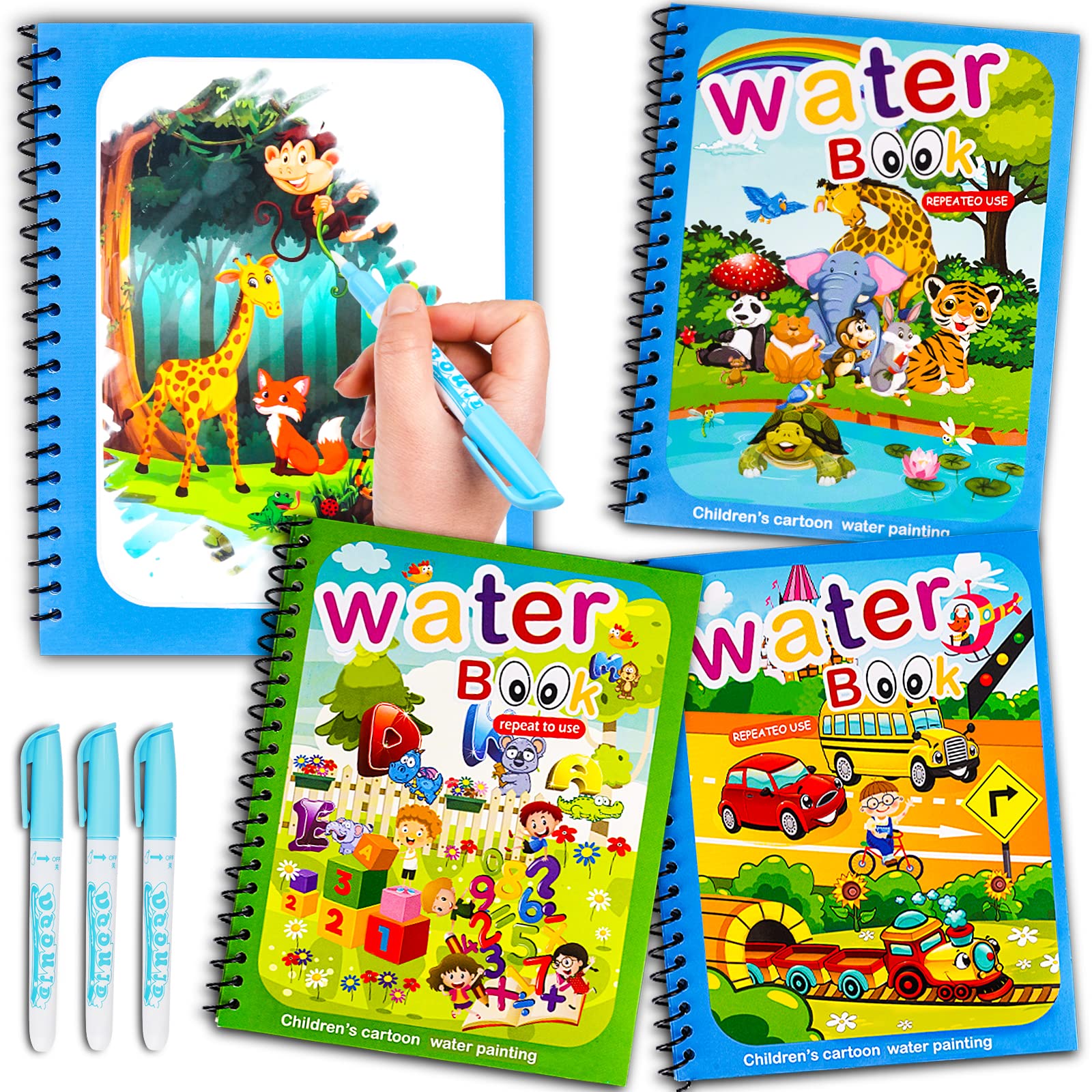 Air Blow water doodle page for toddlers with fading color as it dries