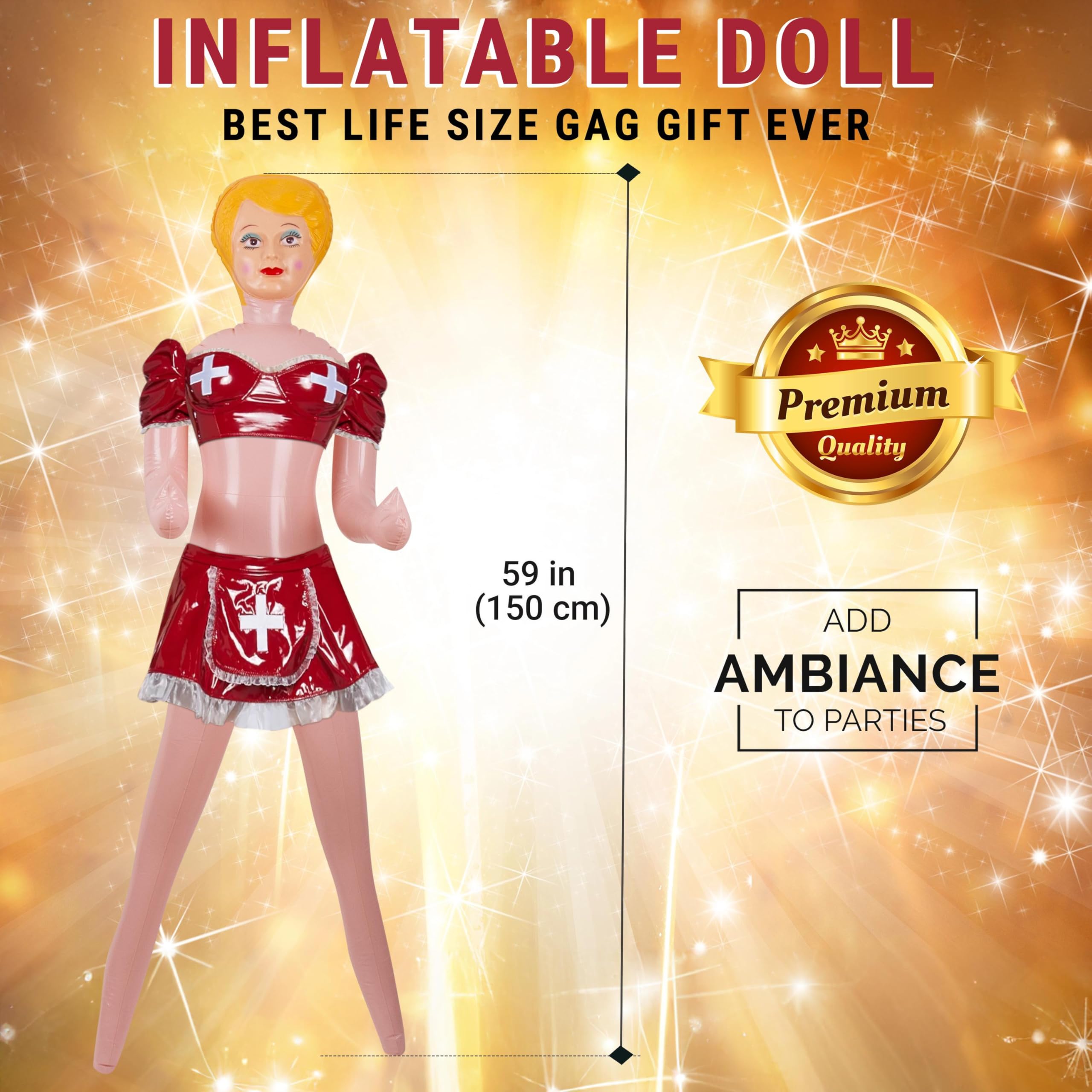 AIR GAG 59-inch inflatable doll ready for themed birthday decor