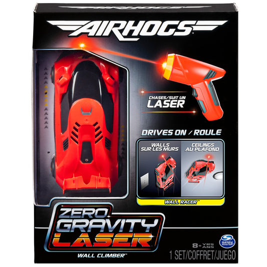 Air Hogs Zero Gravity Laser on ceiling delivers vertical racing fun.