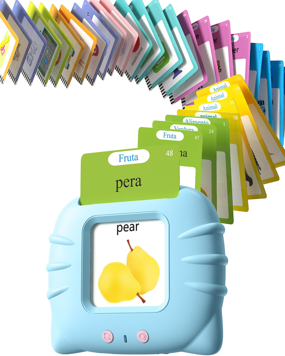 Airbition bilingual flash cards cover invites kids to explore English and Spanish.