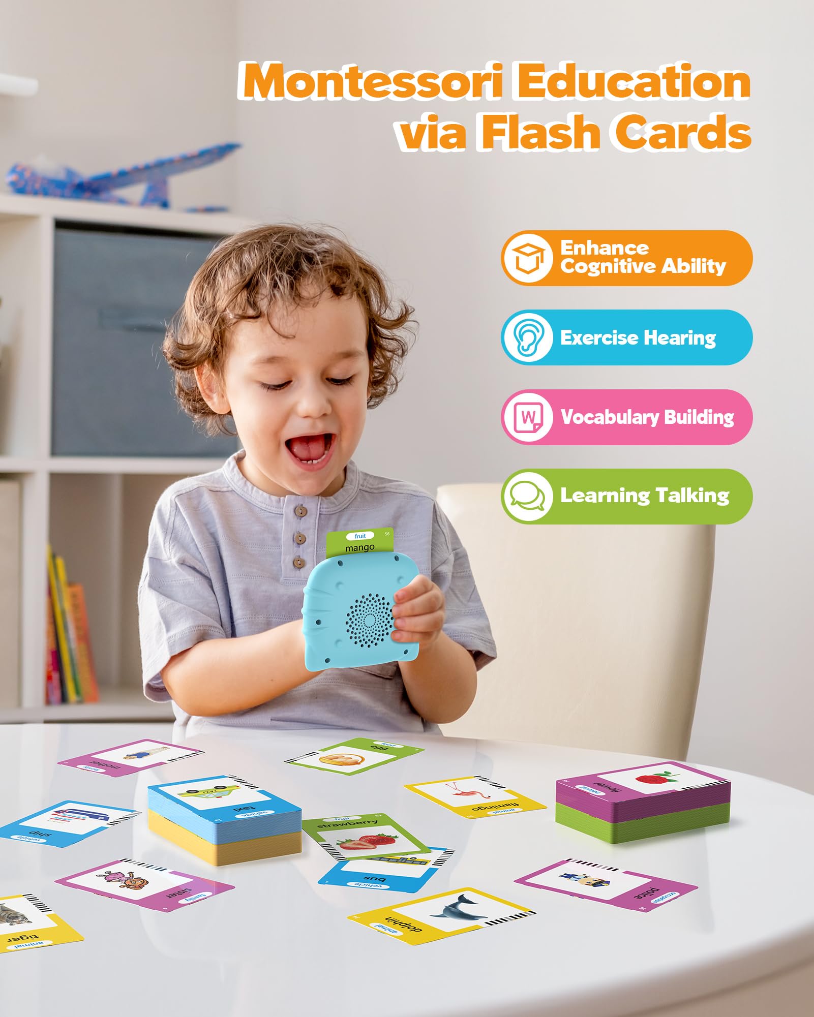 Airbition talking flash cards foods with sounds encourage early speech practice and memory.