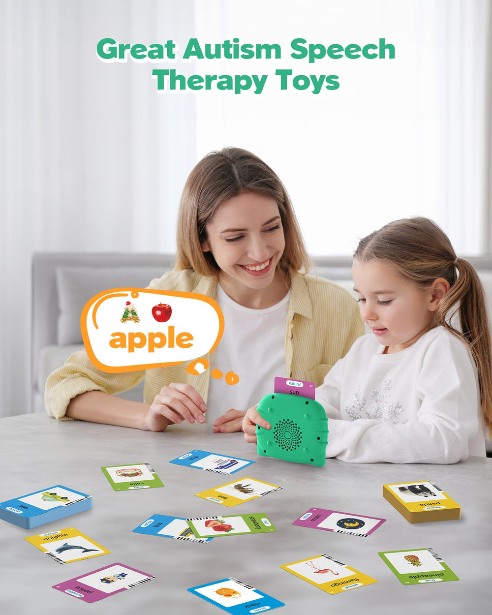 Airbition Talking Flash Cards showing fruits and vegetables for early vocabulary