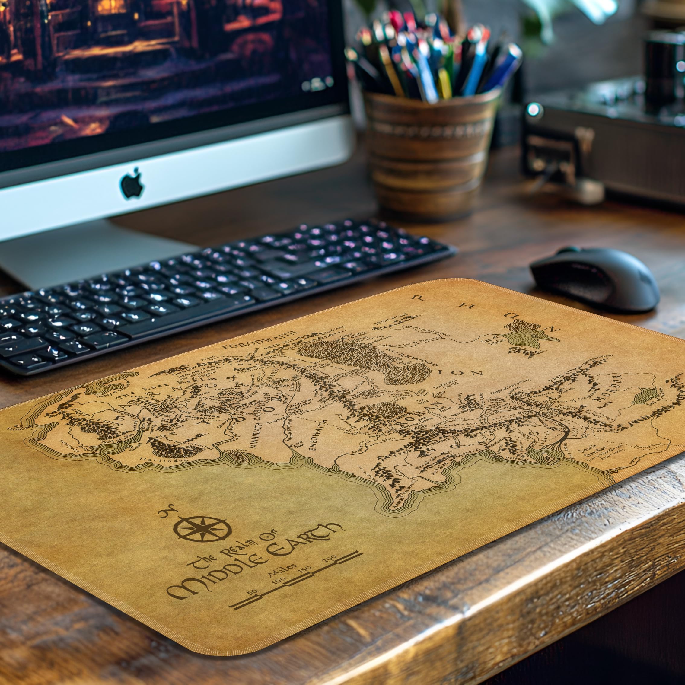 AIRCBC MTG playmat doubles as a desk mat for gaming sessions.