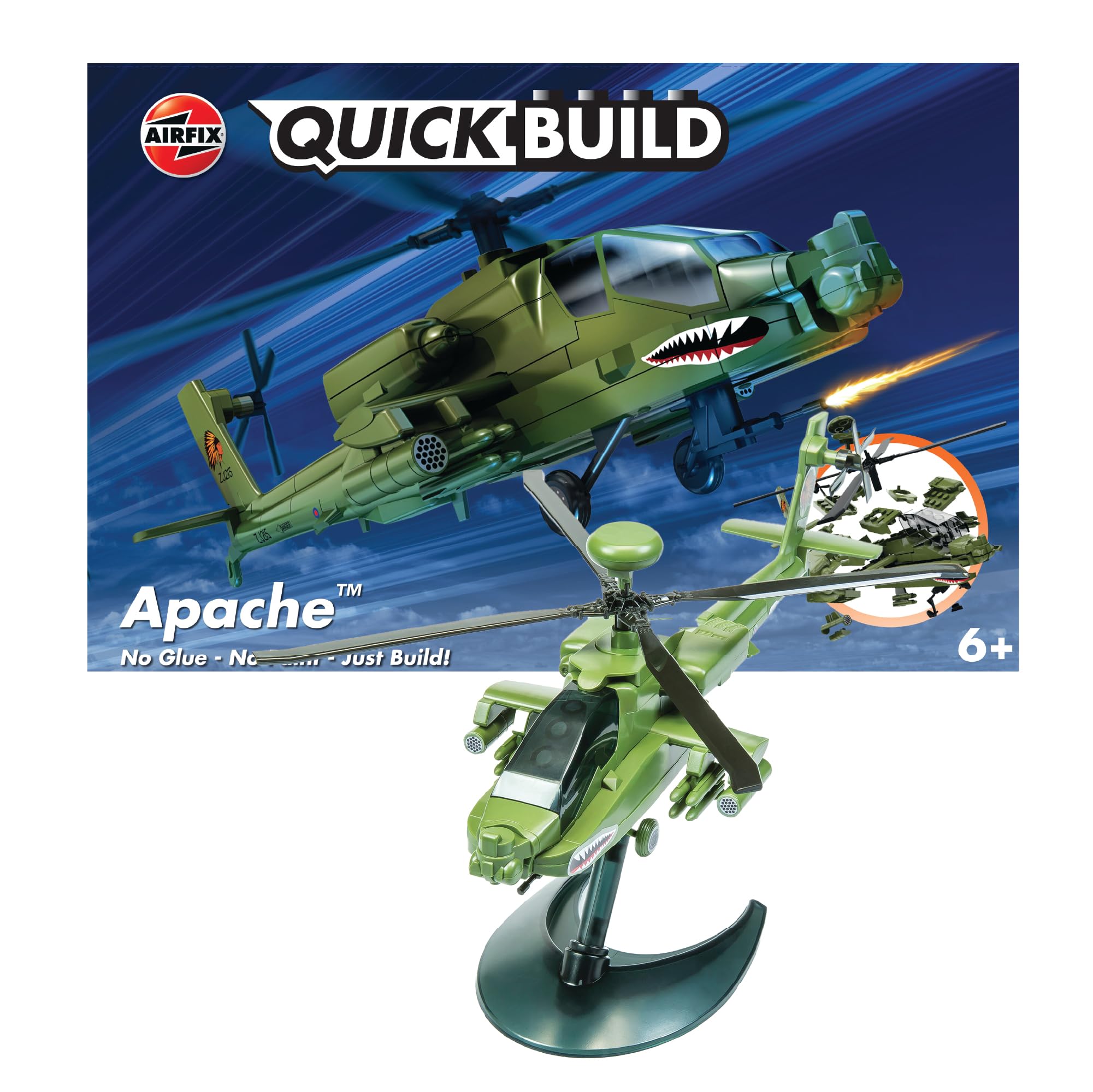 Airfix Quickbuild Boeing Apache snap-fit image for easy assembly and display.