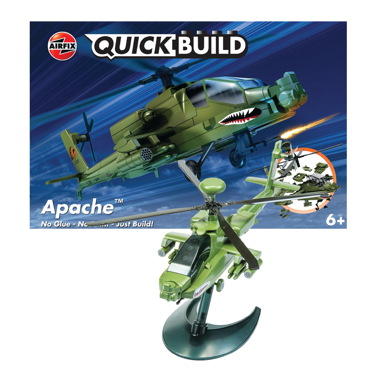 Airfix Quickbuild Boeing Apache snap-fit image for easy assembly and display.