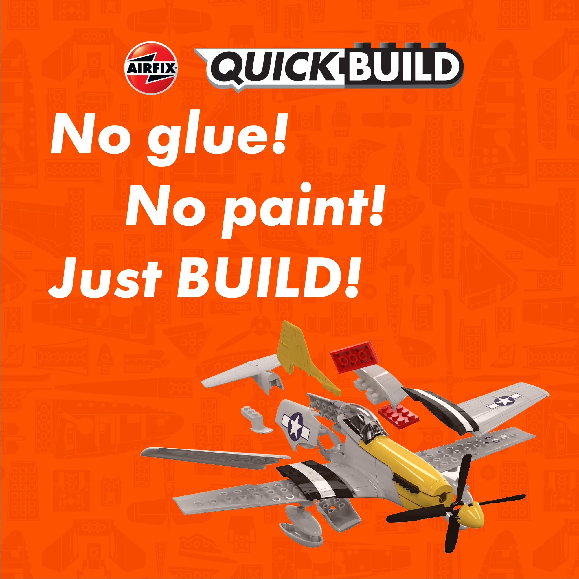 Airfix Quickbuild P-51D Mustang left-side view shows beginner-friendly build