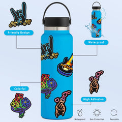 AirNOGO neon stickers applied to water bottle surface