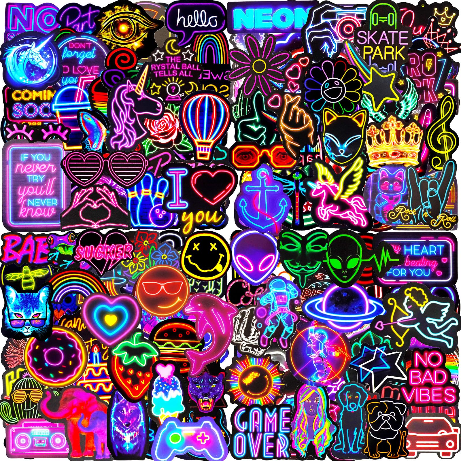 AirNOGO neon sticker pack on a water bottle adds bold style