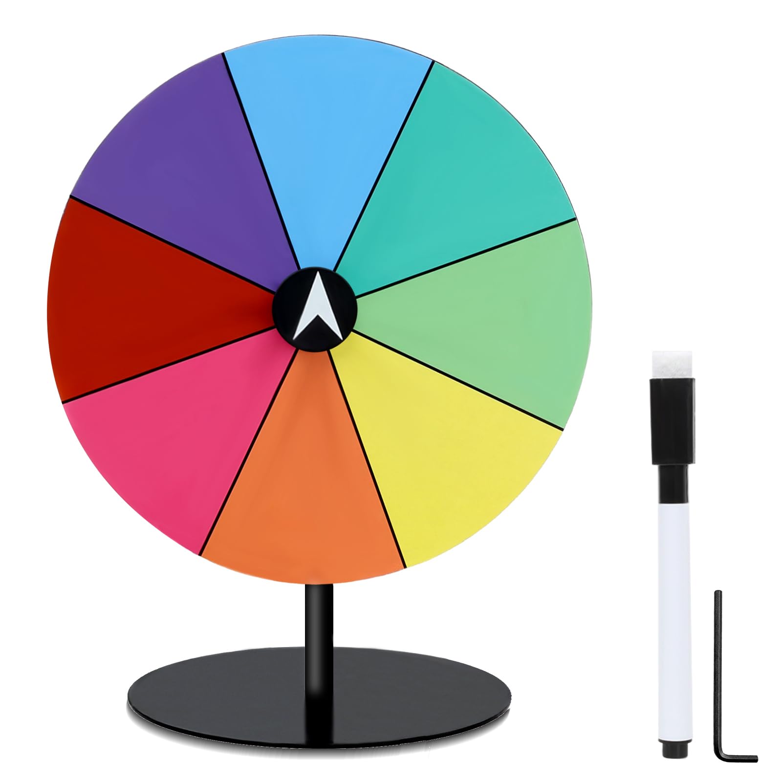Airpark Prize Wheel 8-Inch tabletop assembly shows sturdy all-metal construction for durable use.