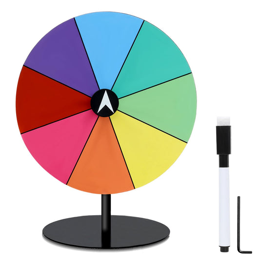Airpark Prize Wheel 8-Inch tabletop assembly shows sturdy all-metal construction for durable use.