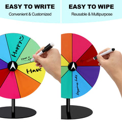Airpark Prize Wheel includes a dry erase surface for reusable content between occasions.