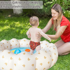 AirSwim bear head pool in backyard setup offers portable fun for toddlers