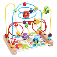 AISHUN wooden bead maze front view showcasing kid-friendly design for fine motor skills.