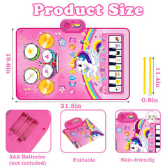 Aitbay unicorn music mat drum side with sticks supports rhythm and active play.