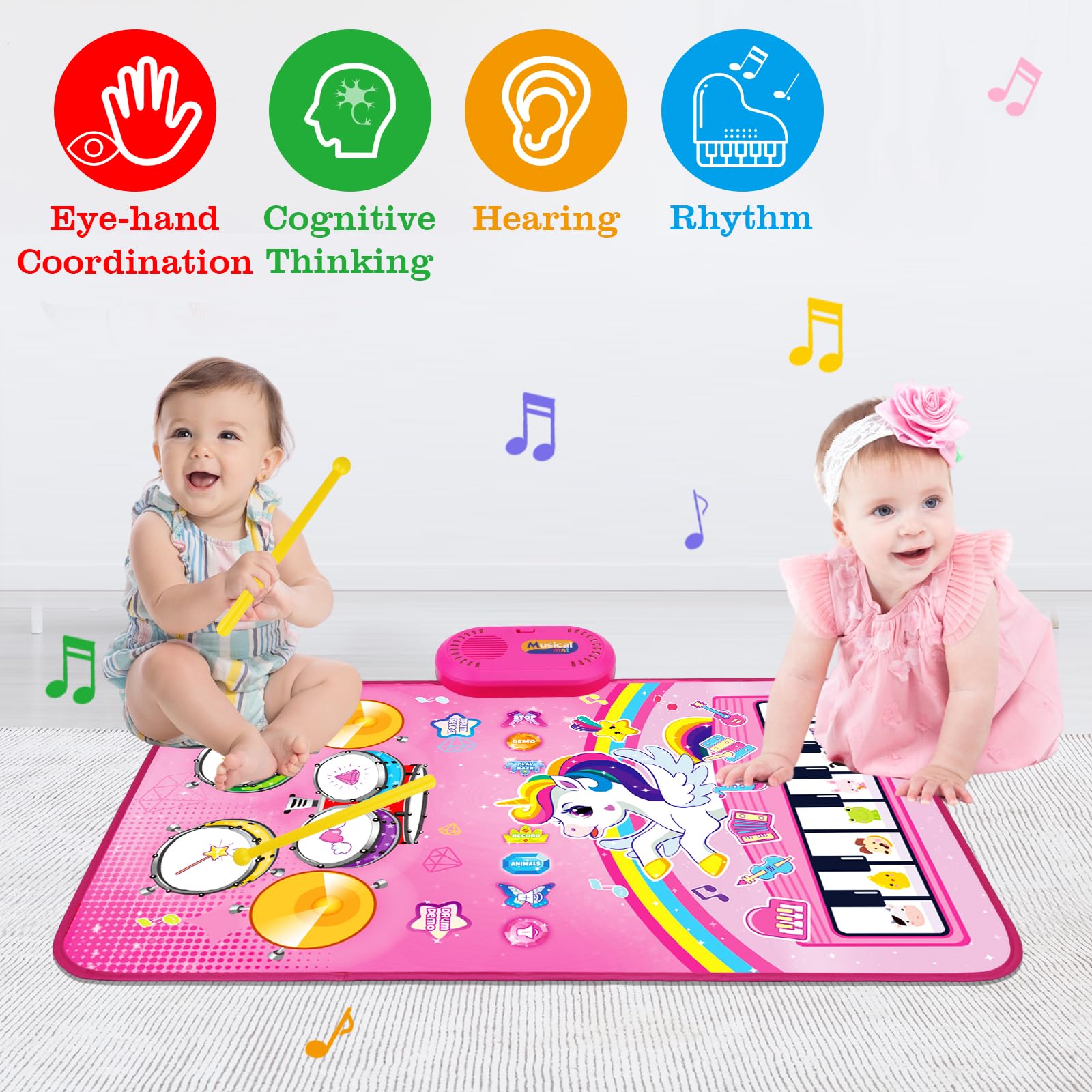 Aitbay unicorn music mat uses eco-friendly materials for safe baby play.