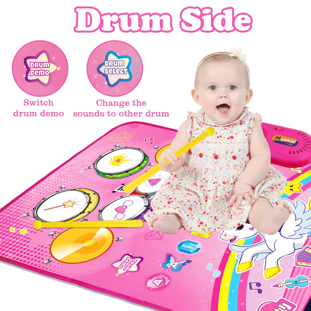 Aitbay unicorn music mat touch-sensitive icons promote interactive learning.