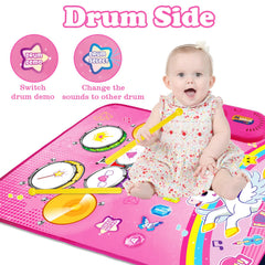 Aitbay unicorn music mat touch-sensitive icons promote interactive learning.