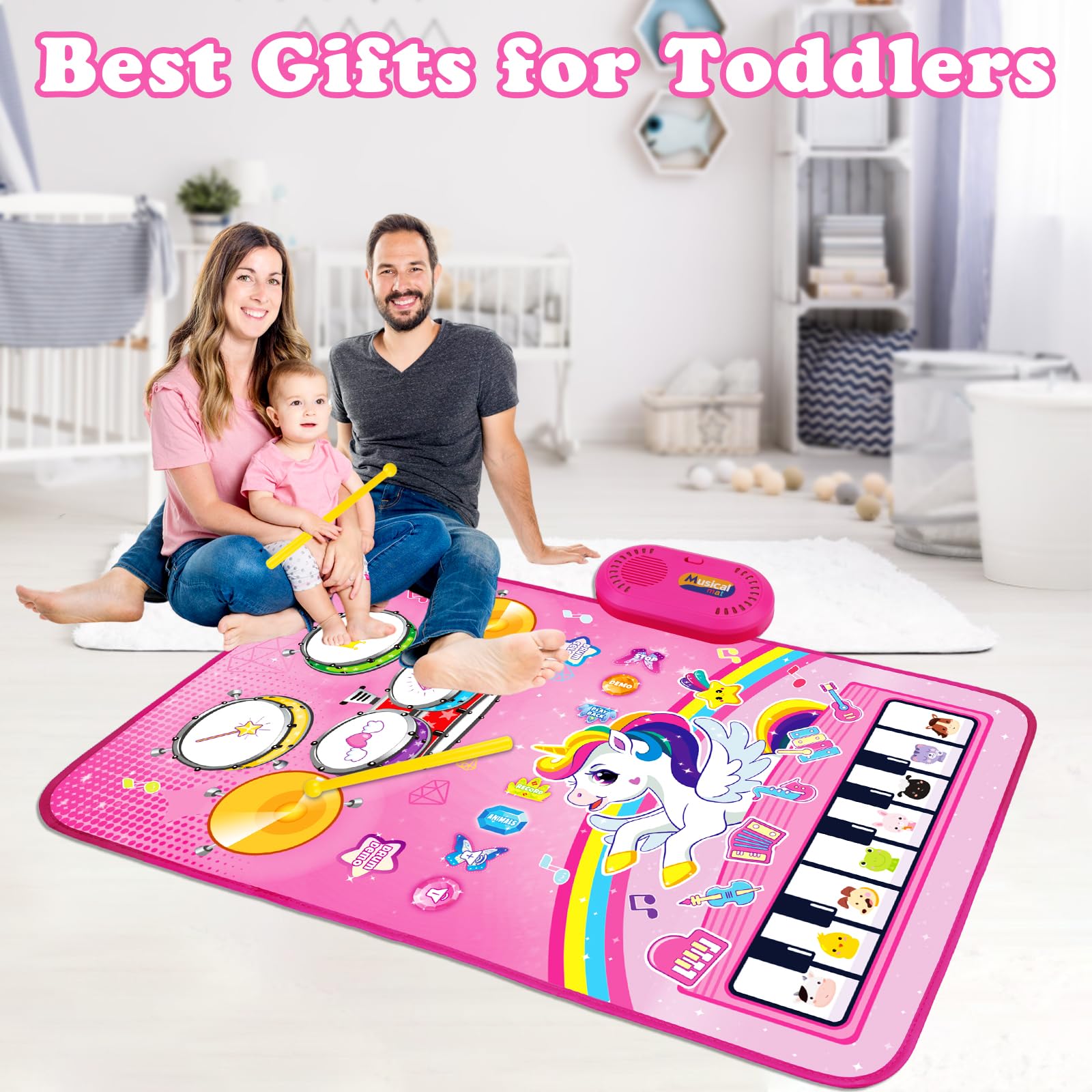 Aitbay unicorn music mat supports two-player fun for shared moments.