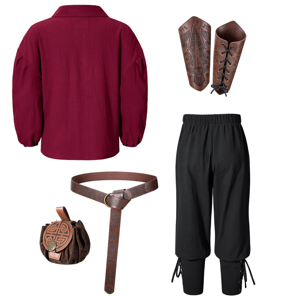 AITIPOO leather belt with waist pouch accenting a pirate-viking look