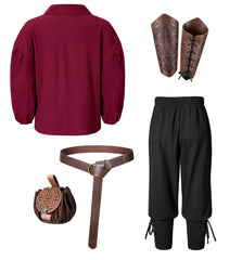 AITIPOO leather belt with waist pouch accenting a pirate-viking look