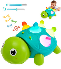 AiTuiTui baby crawling turtle toy with lights and music encourages tummy time exploration.
