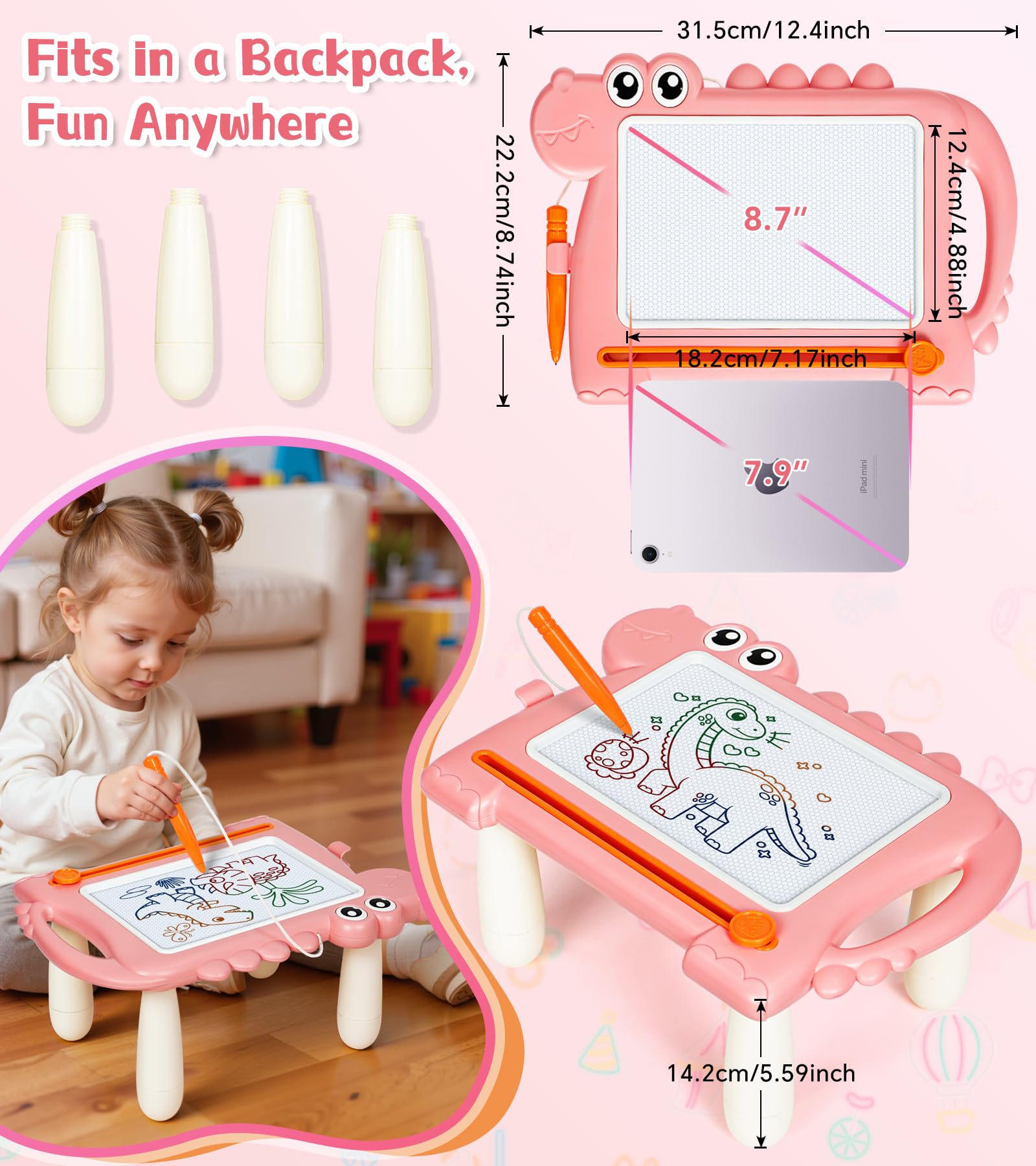 AiTuiTui dinosaur doodle board with detachable legs for stable play
