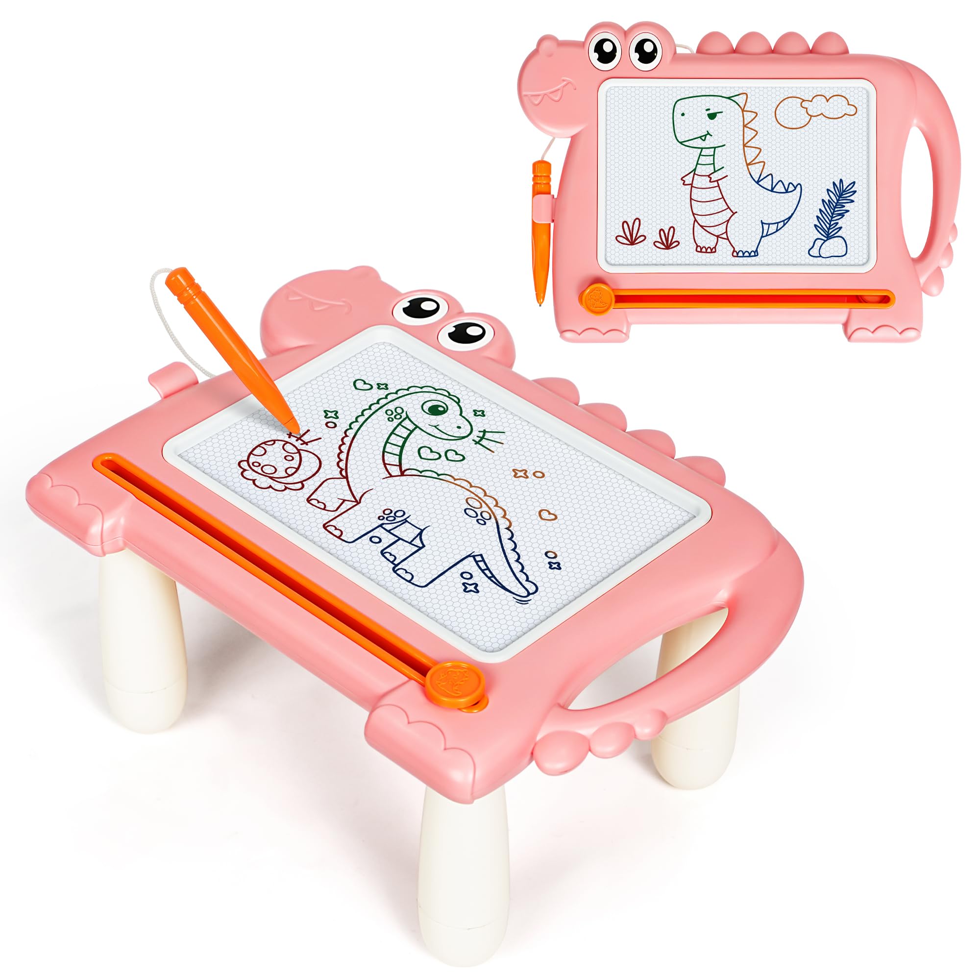 AiTuiTui dinosaur doodle board in flat-table mode for focused toddler drawing