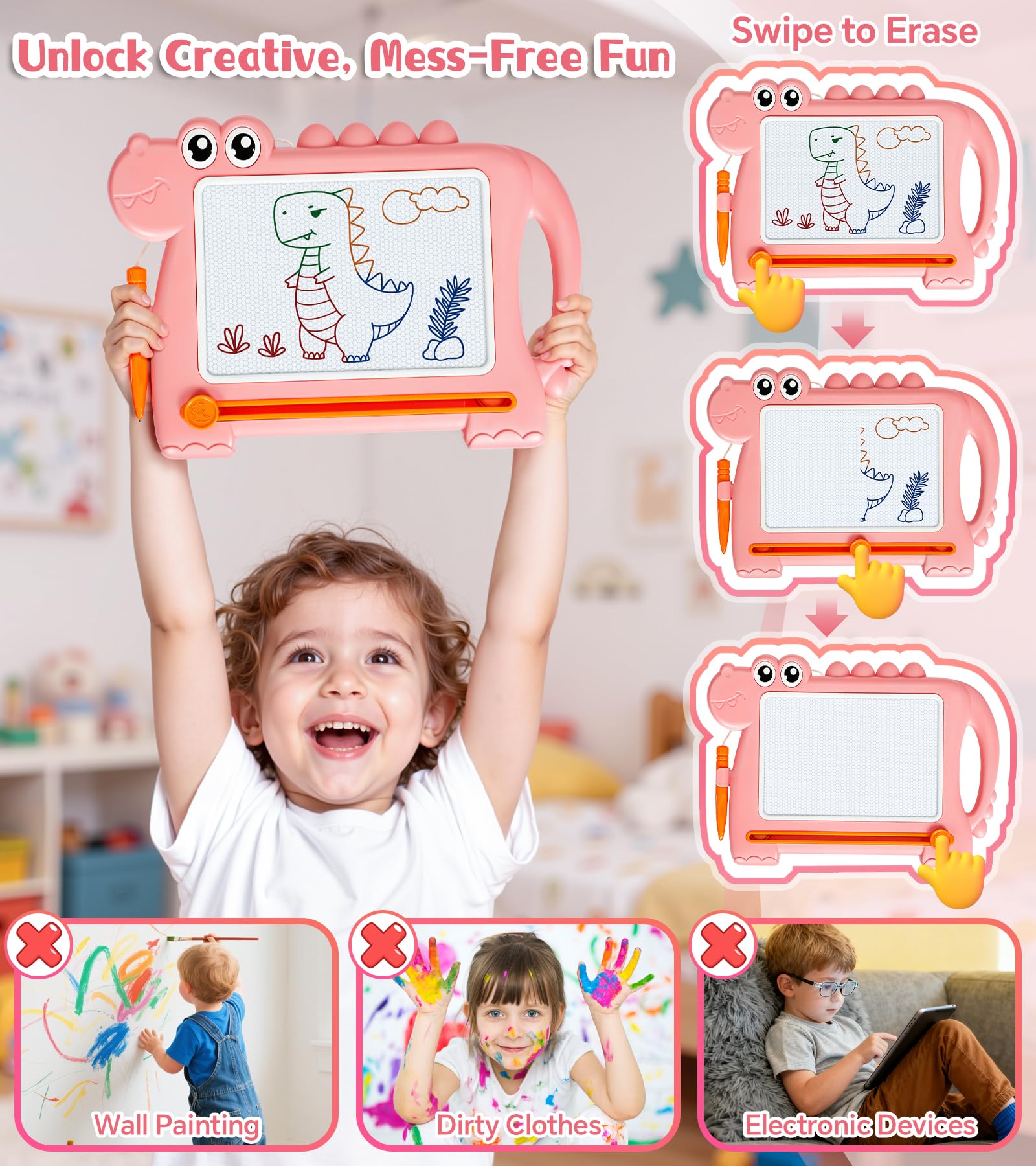 AiTuiTui dinosaur doodle board magnetic surface for reusable creativity