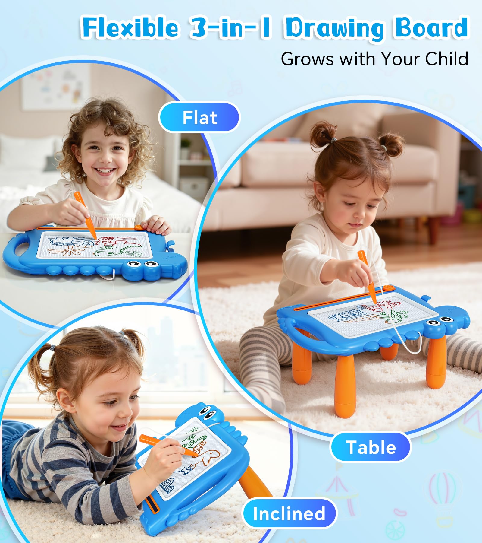 AiTuiTui magnetic doodle board with no-stain surface for quick drawing