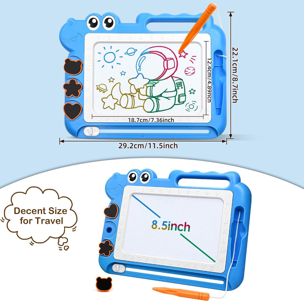 AiTuiTui magnetic drawing board blue dinosaur look; engaging design encourages imaginative doodling.