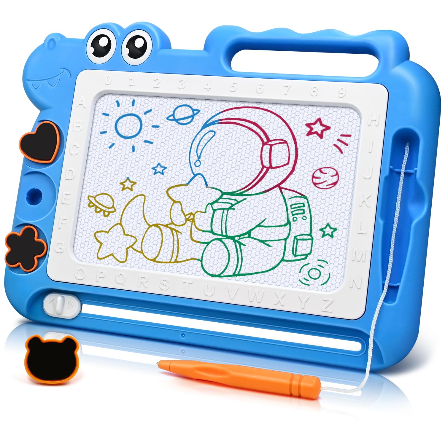 AiTuiTui magnetic drawing board blue main view; portable learning toy sparks creative sketching on the go.