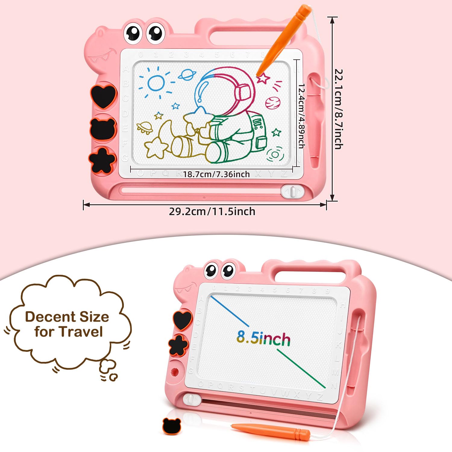 AiTuiTui magnetic drawing board with dinosaur look inspires imaginative coloring sessions.